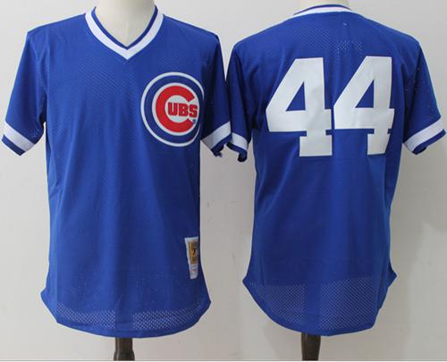 Mitchell And Ness Cubs #44 Anthony Rizzo Blue Throwback Stitched MLB Jersey - Click Image to Close